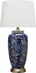 Li Jing Bordslampa porslin vit/mörkblå 68cm