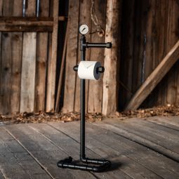 Toalettpappershållare golv - dubbel mattsvart