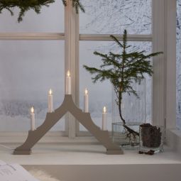 Alma Adventsljusstake 5L beige 34cm