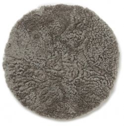 Skinnwille fårskinnsdyna rund Curly natural/grå 34cm