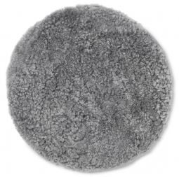 Skinnwille fårskinnsdyna rund Curly charcoal/grå 34cm