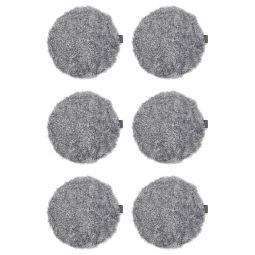 6-pack Fårskinnssits rund Curly charcoal/grå 34cm Kampanj