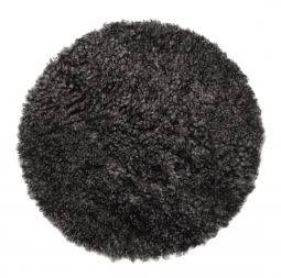 Skinnwille fårskinnssits rund Curly dark/grå 34cm 1-p