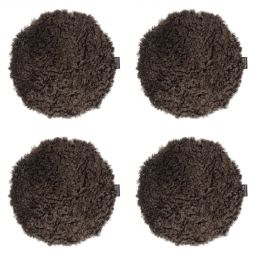 4-pack Fårskinnssits rund Curly brun 34cm Kampanj