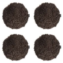 4-pack Fårskinnssits rund Curly brun 34cm Kampanj