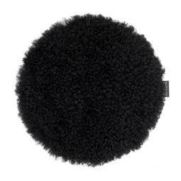 Skinnwille fårskinnssits rund Curly svart 34cm 1-p
