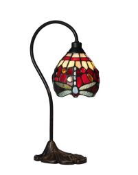 Trollslända Tiffany bordslampa röd 39cm