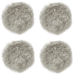 4-pack Fårskinnssits rund Gently 34cm silverbeige Kampanj