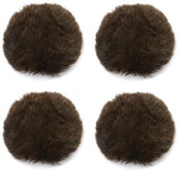 4-pack Fårskinnssits rund Gently 34cm naturbrun Kampanj