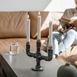 Ljusstake Tritus stålgrå - 3st ljus