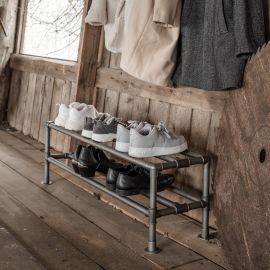 Skoställ golv b108cm stålgrå