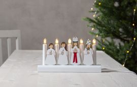 Julia Elljusstake lucia i trä vit 28cm