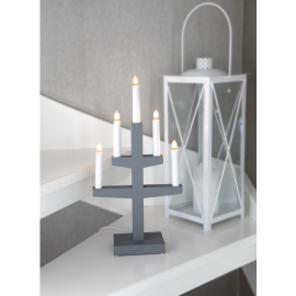 Star Trading Trapp elljusstake i trä femarmad grå 46cm