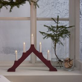 Alma Adventsljusstake 5L röd 34cm