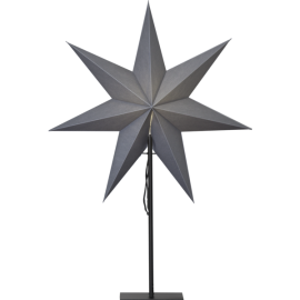 Ozen adventsstjärna grå på svart metallfot 75cm