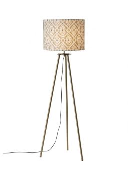 Base golvlampa tripod antikmässing mönstrad skärm 123cm