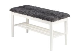 Oscarssons Möbel Nadja Hallbänk vitlack fårskinnslook mörkgrå