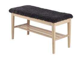 Oscarssons Möbel Nadja Hallbänk vitpigmenterad ek fårskinn mörkgrå