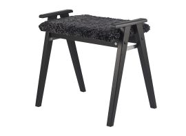 Oscarssons Möbel Alme Hallpall svartbetsad ek fårskinn mörkgrå