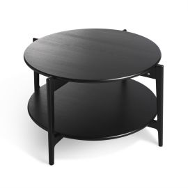 Leia Soffbord runt 88cm h48 svartbetsad ask