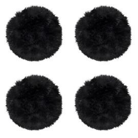 4-pack Fårskinnssits rund Gently 34cm svart Kampanj