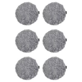 6-pack Fårskinnssits rund Curly charcoal/grå 34cm Kampanj