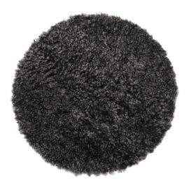 Skinnwille fårskinnssits rund Curly dark/grå 34cm 1-p