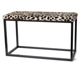 Skinnwille pall Palle L leopard/svart L80xD35xH50