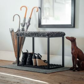 Fårskinnspall Palle M grå/svart L60xD35xH50 Skinnwille