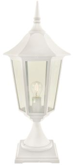 Norlys Modena vit portstolpe med stor lykta