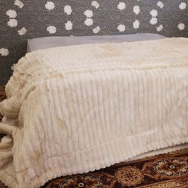 Premiumöverkast Smalspårig Beige Pläd/dubbelsäng 260x260cm