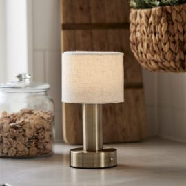 Bordslampa Tiara laddbar antikmässing 24cm