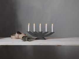 Navida ljusstake mörkgrå i trä 42cm