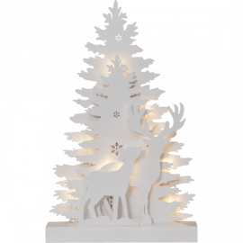 Star Trading Bordsdekoration Lazercut Fauna i trä vit LED 44cm