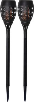 Solcellsfackla Flame svart 50cm 2-p