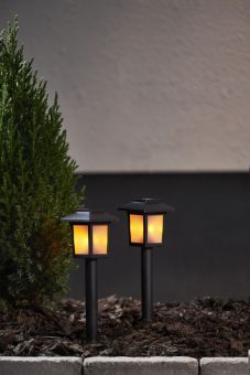 Solcells-pollare Flame Mini 2-p svart 23cm