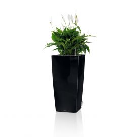 Självvattnande Kruka Cubico 22 svart högglans H41cm