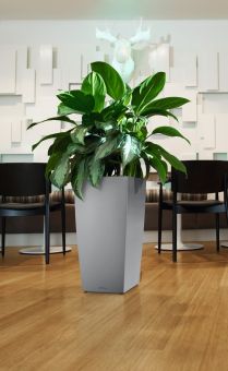 Självvattnande Kruka Cubico 40 silver metallic H75cm