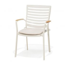 Portals stol Aluminium/Teak 4-pack