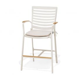 Portals barstol Aluminium/Teak 4-pack