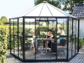Växthus Vitavia Hera svart glas diameter 3,8m / 9m²