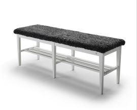 Nadja Hallbänk 130cm vitlack fårskinn mörkgrå