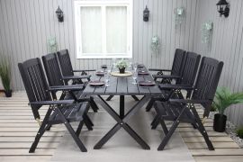 Oliver Grupp, 6st Fåtöljer+Bord 190cm, Brunlasyr