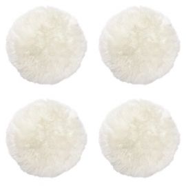 4-pack Fårskinnssits rund Gently 34cm vit Kampanj