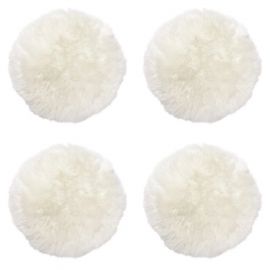 4-pack Fårskinnssits rund Gently 34cm vit Kampanj