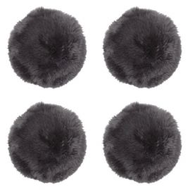 4-pack Fårskinnssits rund Gently 34cm grå Kampanj