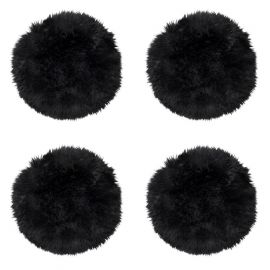 4-pack Fårskinnssits rund Gently 34cm svart Kampanj