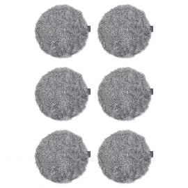 6-pack Fårskinnssits rund Curly charcoal/grå 34cm Kampanj