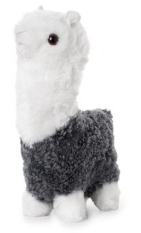 SkinnWille Skinnwille Alpaca mjukt gosedjur i Curly grå/vit 35cm