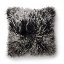 SkinnWille Kuddfodral lammskinn Shansi svart/snowtop 40x40cm